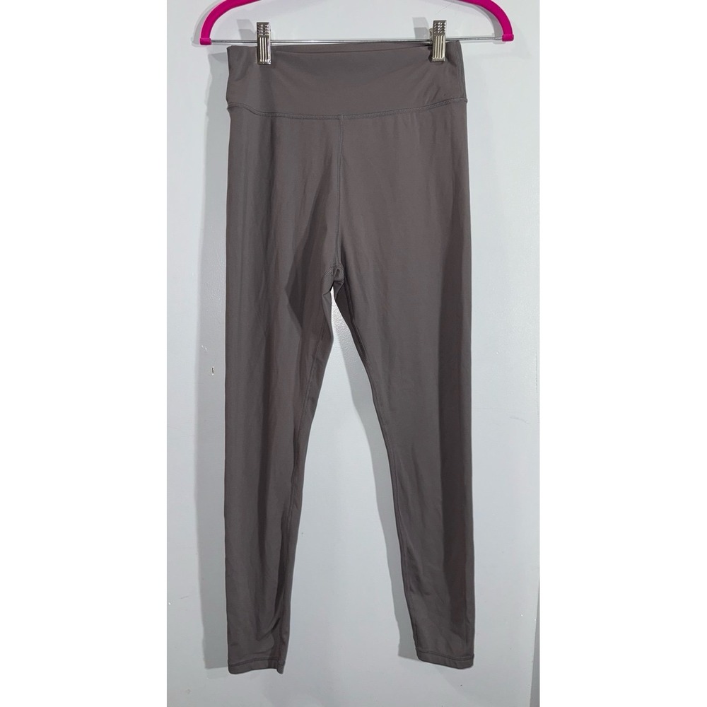 Meshki black gray leggings with 3D logo stamp on back waistband‎ 7/8 size medium